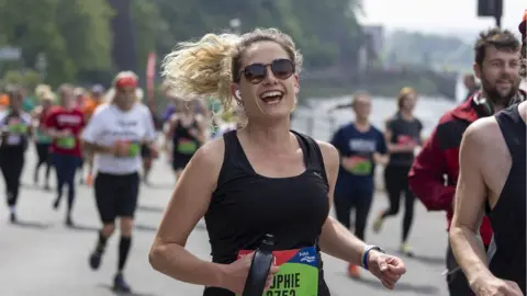 The AJ Bell Great Bristol Run  Female runner on the Portway in Bristol as part of the Great Bristol Run