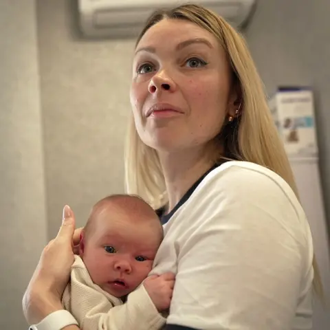 Ivan Iermakov/BBC Yuliya Balahura and her daughter Mia
