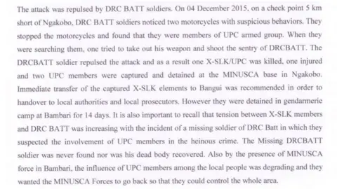 . A copy of the UN incident report