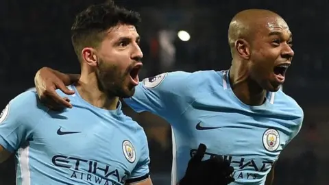 Sergio Aguero celebrates