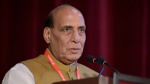 Getty Images LUCKNOW, INDIA JUNE 17: Defence Minister of India Rajnath Singh attends the 'Defence Dialogue' program under Atmanirbhar Bharat at Surya Auditorium, on June 17, 2023 in Lucknow, India. (Photo by Deepak Gupta/Hindustan Times via Getty Images)