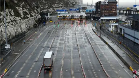 Reuters Lorry driving towards border control at Dover on 4 January