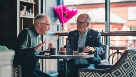 French Village Friends having coffee