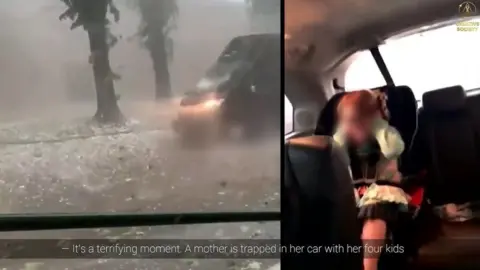 YouTube/Creative Society Still of a child trapped in a car during a violent storm