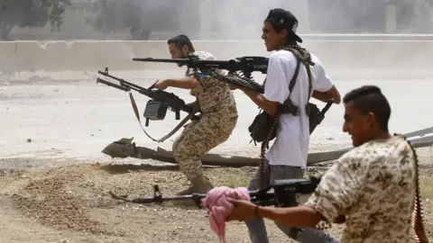 AFP Fighters loyal to the internationally-recognised Government of National Accord (GNA) open fire