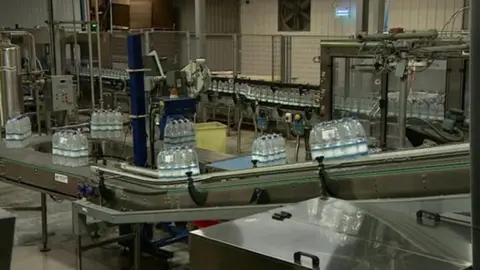 Bottled water production at factory