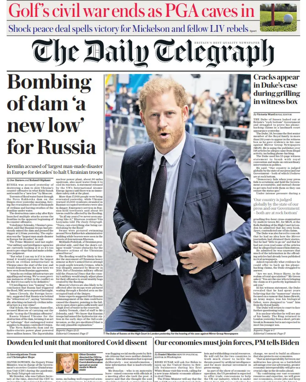 Telegraph front page