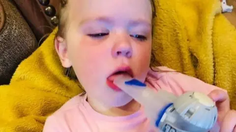 Kimberley Roberts Ivy Roberts with nebuliser