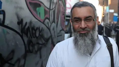 Anjem Choudary outside bail hostel on 19 October 2018