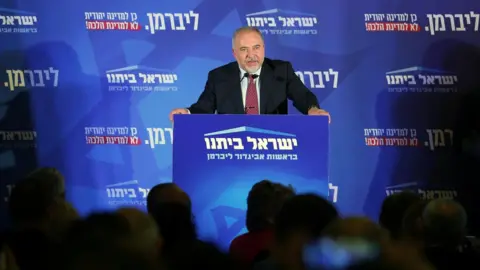 Reuters Avigdor Lieberman addresses supporters in Jerusalem on 17 September 2019