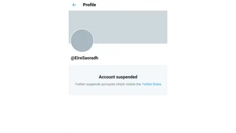 Twitter Eire Saoradh account suspended