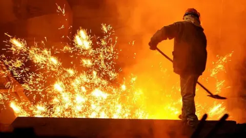 Worker at steel plant