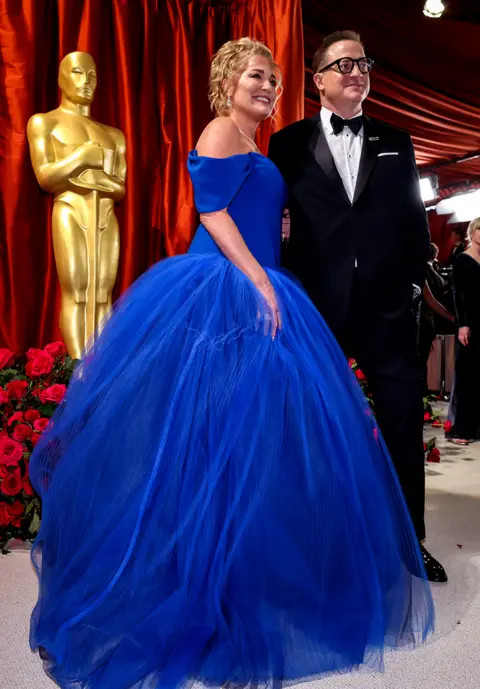 Getty Images Jeanne Moore and Brendan Fraser attends the 95th Academy Awards at the Dolby Theatre on March 12, 2023 in Hollywood, California