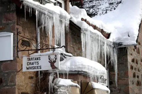 PA Media icicles in Braemar