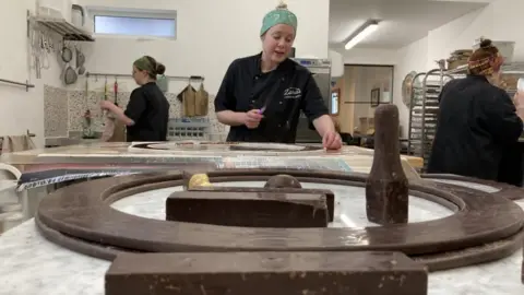 BBC the first chocolate replica being made on Wednesday