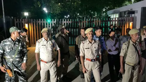 BBC Marathi Security outside Radisson hotel in Guwahati