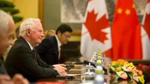 Getty Images Photo of David Johnston meeting with Chinese President Xi Jinping, not shown, at the Diaoyutai State Guesthouse on July 13, 2017 in Beijing, China.