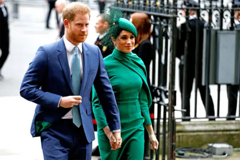 Reuters The Duke and Duchess of Sussex arrive for the annual Commonwealth Service at Westminster Abbey