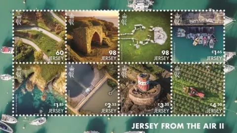 Jersey Post Eight stamps with pictures of Jersey