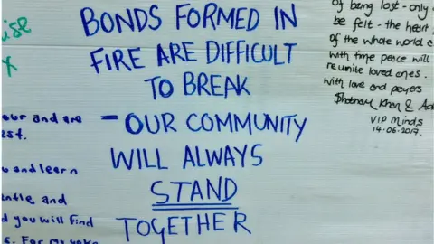 BBC Condolence message: Bonds formed in fire are difficult to break - our community will always stand together.