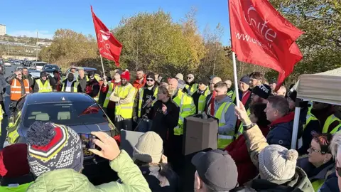 Unite general secretary Sharon Graham at a Go North East rally in Dunston, Gateshead