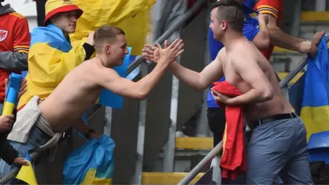 EPA Wales fans had showed solidarity and support with supporters from Ukraine