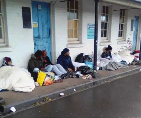 CARE4CALAIS Protesting asylum seekers at Napier Barracks