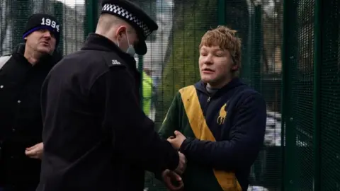 PA Media HS2 protester handcuffed