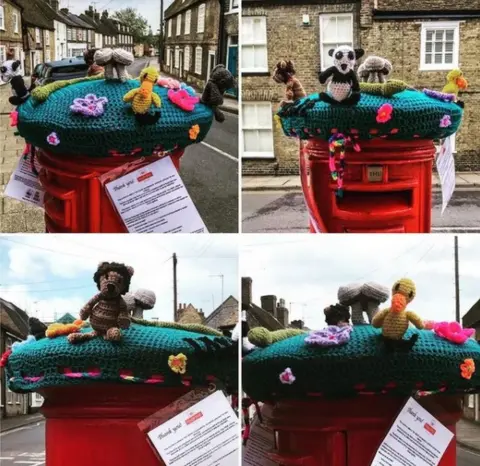 The Secret Yarn Bomber  Ely postbox topper