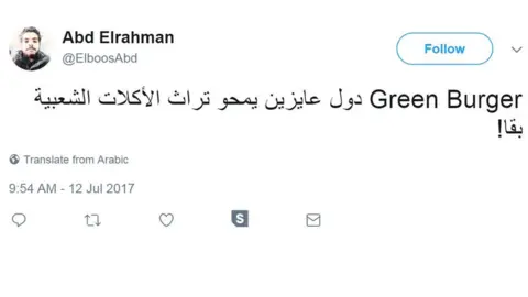 Twitter "They want to eradicate the legacy of popular food," user @ElboosAbd tweeted angrily