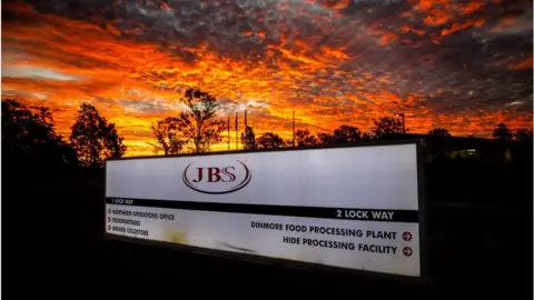 Getty Images JBS sign outside one of the company's Australian plants