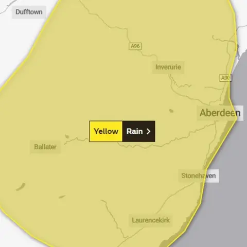 Met Office Yellow warning map