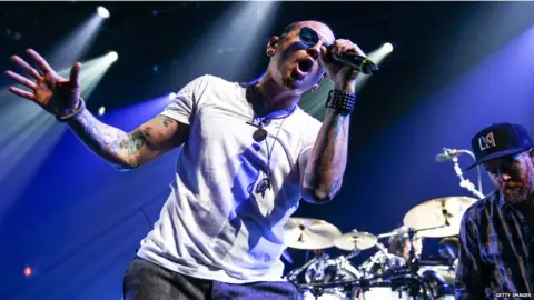 Getty Images Chester performing