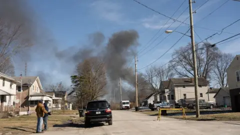 Getty Images A dark grey cloud rolls over East Palestine, Ohio