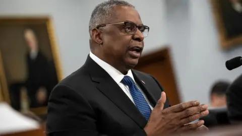 U.S. Secretary of Defense Lloyd Austin testifies during a House Appropriations Defense Subcommittee hearing on Capitol Hill March 23, 2023 in Washington, DC.