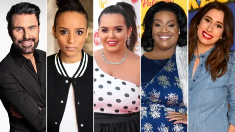 Getty/PA/BBC Rylan, Adele Roberts, Scarlett Moffatt, Alison Hammond, Stacey Solomon