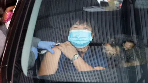 Getty Images Drive through vaccination site US