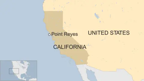 Map of California showing Point Reyes