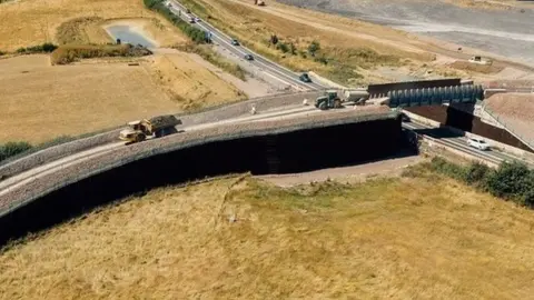 The temporary bridge above A303