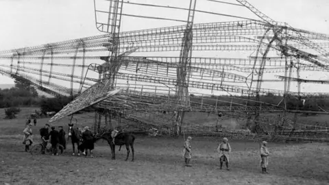 Getty Images Wreckage from the R101