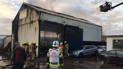 Dorset Fire and Rescue Service Fire in Arthur Bray Yard, West Quay Road