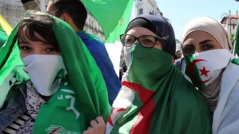 EPA Algerian protesters during a protest against extending President Abdelaziz Bouteflika"s mandate, in Algiers, Algeria, 15 March 2019.