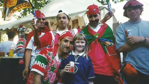 BBC Eight-year-old CJ with Moroccan fans during the 1998 World Cup in France