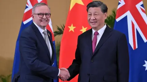 EPA Albanese and Xi meet on the side-lines of the G20