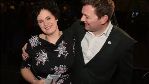 PAcemaker Claire Hanna celebrated with her husband Donal