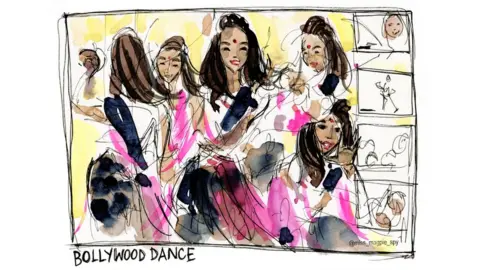 Niki Groom Sketch of the Bollywood Dance