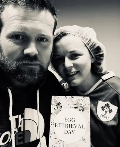 Della McGill Ryan and Della on egg retrieval day