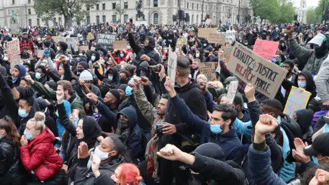 PA Media Anti-racism protesters in Parliament Square