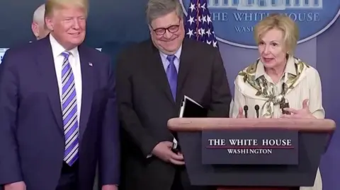 President Trump steps away from a coronavirus task force expert as she mentions she had a fever.