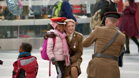 BBC Military staff posed for photographs